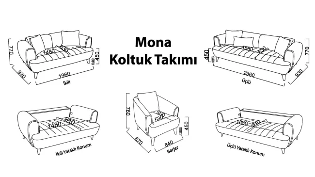 Bellona Mona Koltuk Takımı - Görsel 5